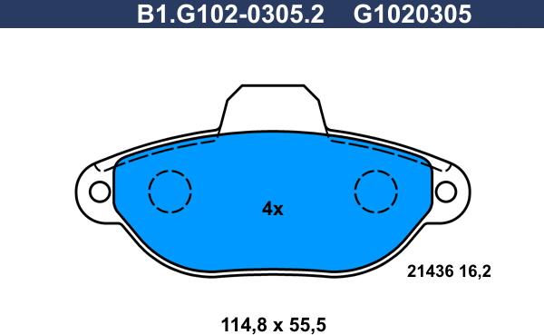 Galfer B1.G102-0305.2 - Brake Pad Set, disc brake www.autospares.lv