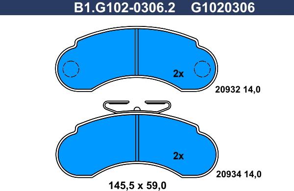 Galfer B1.G102-0306.2 - Bremžu uzliku kompl., Disku bremzes autospares.lv