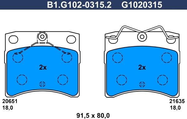 Galfer B1.G102-0315.2 - Bremžu uzliku kompl., Disku bremzes autospares.lv