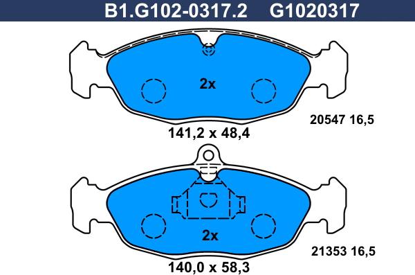 Galfer B1.G102-0317.2 - Bremžu uzliku kompl., Disku bremzes autospares.lv