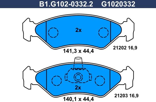 Galfer B1.G102-0332.2 - Тормозные колодки, дисковые, комплект www.autospares.lv