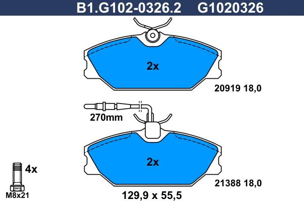 Galfer B1.G102-0326.2 - Bremžu uzliku kompl., Disku bremzes autospares.lv