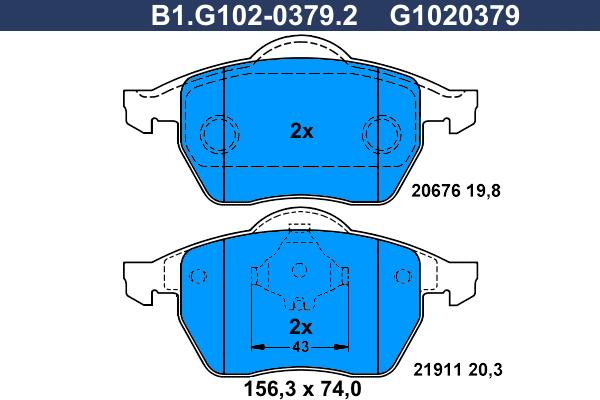 Galfer B1.G102-0379.2 - Bremžu uzliku kompl., Disku bremzes autospares.lv