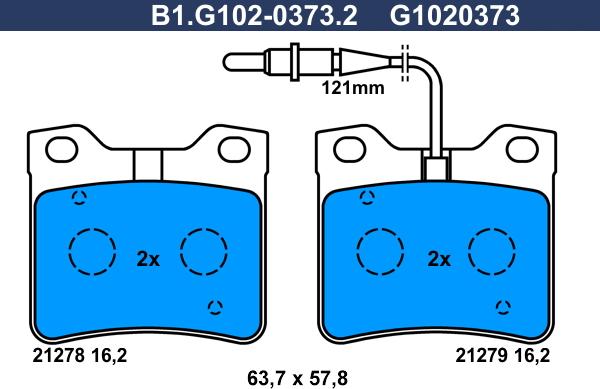 Galfer B1.G102-0373.2 - Bremžu uzliku kompl., Disku bremzes autospares.lv