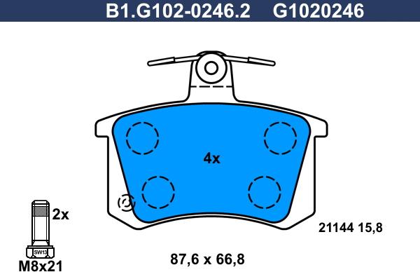 Galfer B1.G102-0246.2 - Bremžu uzliku kompl., Disku bremzes autospares.lv