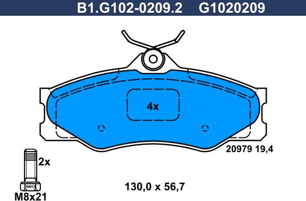 Galfer B1.G102-0209.2 - Bremžu uzliku kompl., Disku bremzes www.autospares.lv