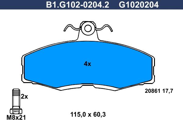 Galfer B1.G102-0204.2 - Brake Pad Set, disc brake www.autospares.lv