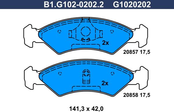 Galfer B1.G102-0202.2 - Bremžu uzliku kompl., Disku bremzes www.autospares.lv