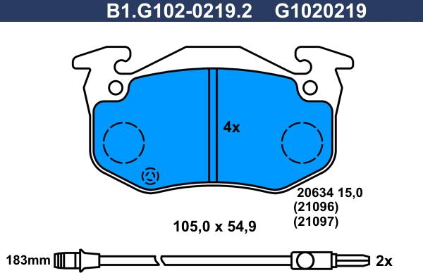 Galfer B1.G102-0219.2 - Bremžu uzliku kompl., Disku bremzes autospares.lv