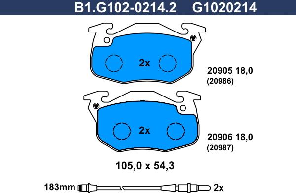 Galfer B1.G102-0214.2 - Тормозные колодки, дисковые, комплект www.autospares.lv