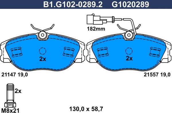 Galfer B1.G102-0289.2 - Brake Pad Set, disc brake www.autospares.lv