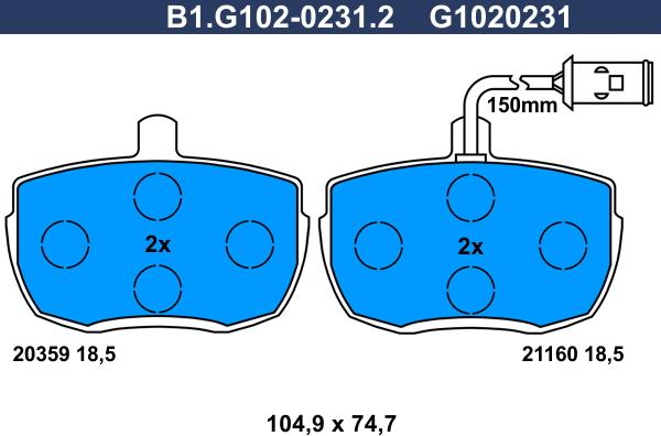 Galfer B1.G102-0231.2 - Bremžu uzliku kompl., Disku bremzes autospares.lv