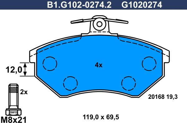 Galfer B1.G102-0274.2 - Тормозные колодки, дисковые, комплект www.autospares.lv