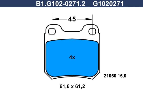 Galfer B1.G102-0271.2 - Тормозные колодки, дисковые, комплект www.autospares.lv