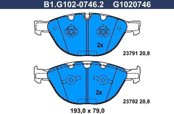 Galfer B1.G102-0746.2 - Bremžu uzliku kompl., Disku bremzes www.autospares.lv