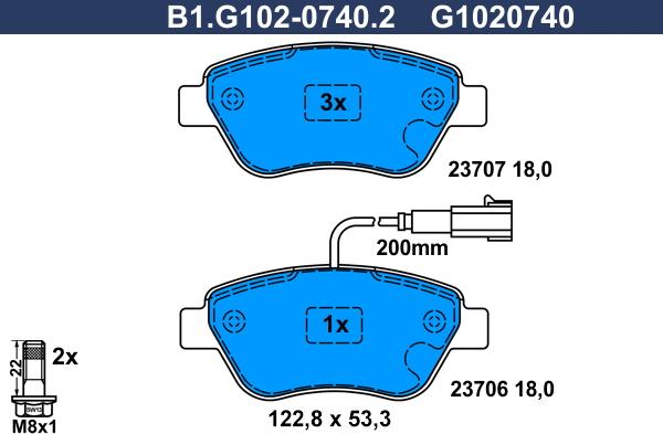 Galfer B1.G102-0740.2 - Brake Pad Set, disc brake www.autospares.lv