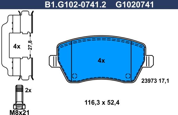 Galfer B1.G102-0741.2 - Brake Pad Set, disc brake www.autospares.lv