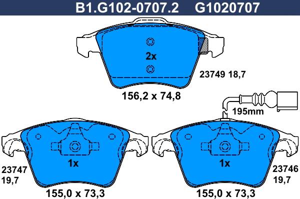 Galfer B1.G102-0707.2 - Bremžu uzliku kompl., Disku bremzes www.autospares.lv