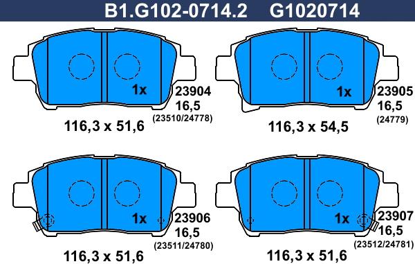 Galfer B1.G102-0714.2 - Bremžu uzliku kompl., Disku bremzes autospares.lv