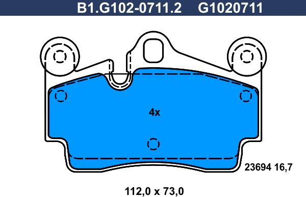 Galfer B1.G102-0711.2 - Тормозные колодки, дисковые, комплект www.autospares.lv