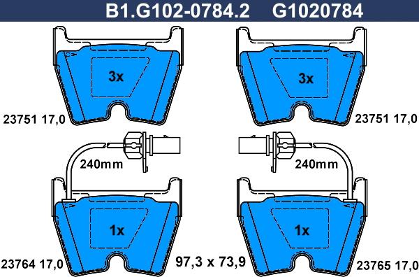 Galfer B1.G102-0784.2 - Bremžu uzliku kompl., Disku bremzes www.autospares.lv