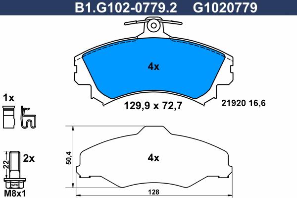 Galfer B1.G102-0779.2 - Bremžu uzliku kompl., Disku bremzes autospares.lv