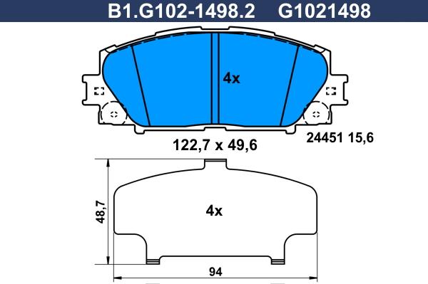 Galfer B1.G102-1498.2 - Bremžu uzliku kompl., Disku bremzes autospares.lv