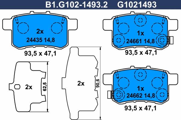 Galfer B1.G102-1493.2 - Bremžu uzliku kompl., Disku bremzes autospares.lv