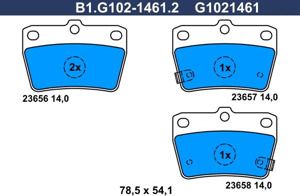 Galfer B1.G102-1461.2 - Bremžu uzliku kompl., Disku bremzes autospares.lv