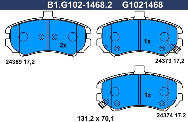 Galfer B1.G102-1468.2 - Brake Pad Set, disc brake www.autospares.lv