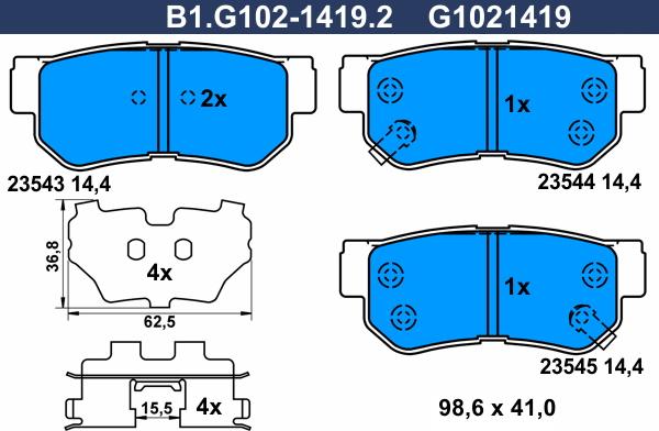 Galfer B1.G102-1419.2 - Brake Pad Set, disc brake www.autospares.lv