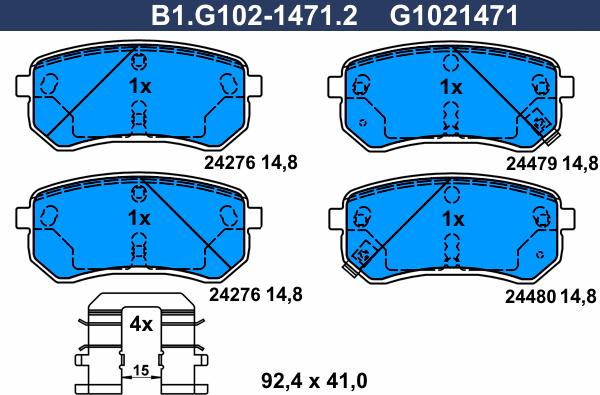 Galfer B1.G102-1471.2 - Bremžu uzliku kompl., Disku bremzes autospares.lv