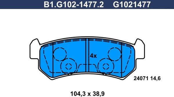 Galfer B1.G102-1477.2 - Bremžu uzliku kompl., Disku bremzes autospares.lv