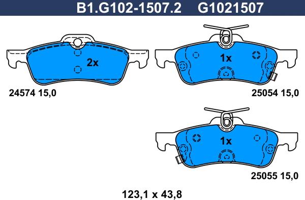 Galfer B1.G102-1507.2 - Brake Pad Set, disc brake www.autospares.lv