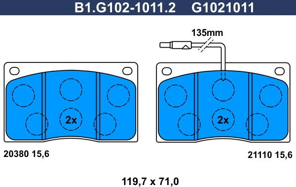 Galfer B1.G102-1011.2 - Bremžu uzliku kompl., Disku bremzes autospares.lv