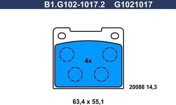 Galfer B1.G102-1017.2 - Bremžu uzliku kompl., Disku bremzes autospares.lv