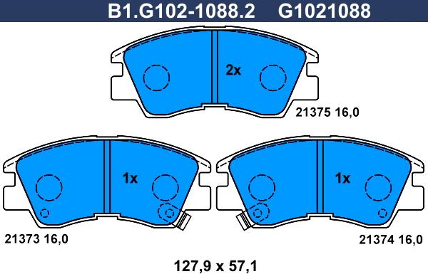 Galfer B1.G102-1088.2 - Bremžu uzliku kompl., Disku bremzes www.autospares.lv