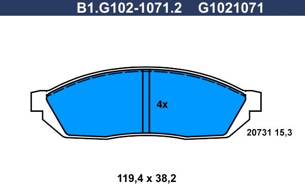 Galfer B1.G102-1071.2 - Bremžu uzliku kompl., Disku bremzes www.autospares.lv