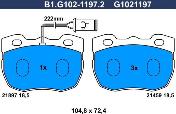 Galfer B1.G102-1197.2 - Тормозные колодки, дисковые, комплект www.autospares.lv