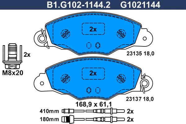 Galfer B1.G102-1144.2 - Bremžu uzliku kompl., Disku bremzes www.autospares.lv