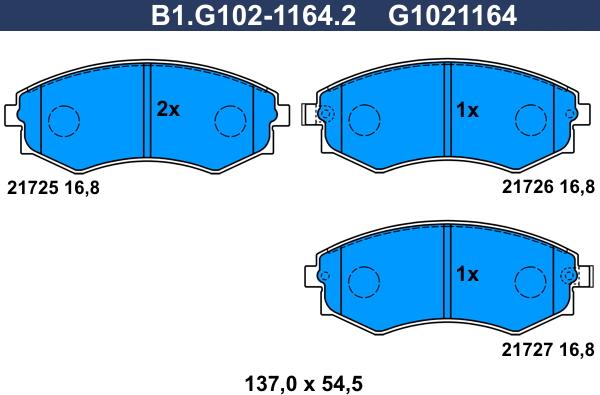 Galfer B1.G102-1164.2 - Bremžu uzliku kompl., Disku bremzes www.autospares.lv