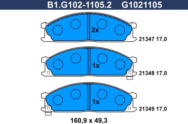 Galfer B1.G102-1105.2 - Bremžu uzliku kompl., Disku bremzes autospares.lv