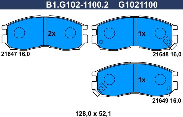 Galfer B1.G102-1100.2 - Bremžu uzliku kompl., Disku bremzes www.autospares.lv