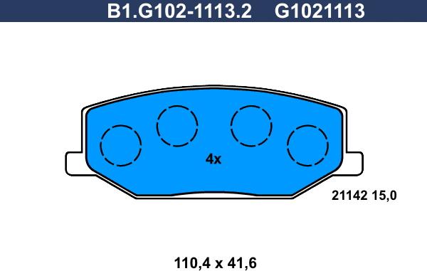 Galfer B1.G102-1113.2 - Brake Pad Set, disc brake www.autospares.lv