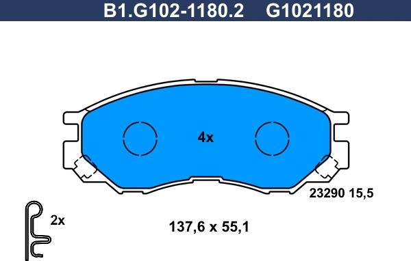 Galfer B1.G102-1180.2 - Brake Pad Set, disc brake www.autospares.lv