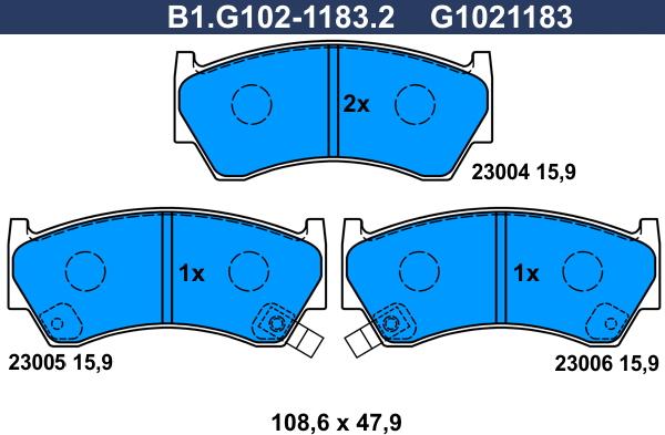 Galfer B1.G102-1183.2 - Brake Pad Set, disc brake www.autospares.lv