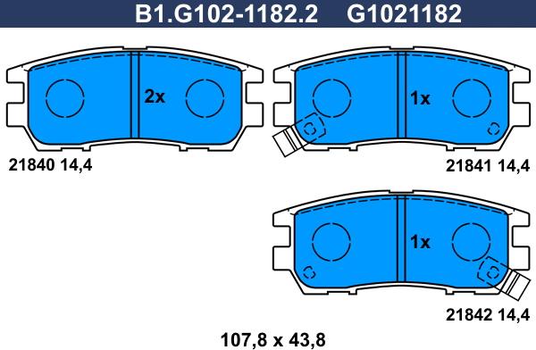 Galfer B1.G102-1182.2 - Тормозные колодки, дисковые, комплект www.autospares.lv