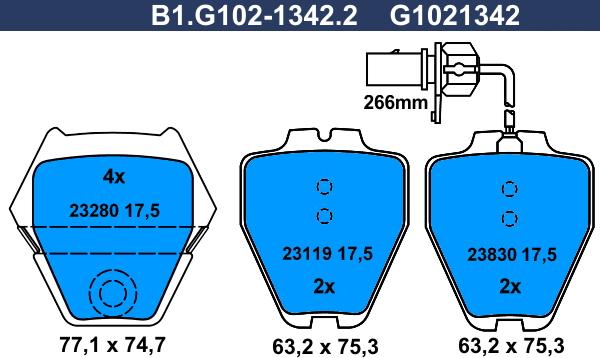 Galfer B1.G102-1342.2 - Bremžu uzliku kompl., Disku bremzes autospares.lv