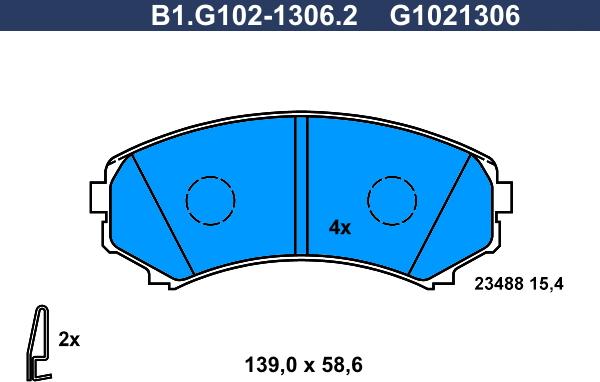 Galfer B1.G102-1306.2 - Brake Pad Set, disc brake www.autospares.lv