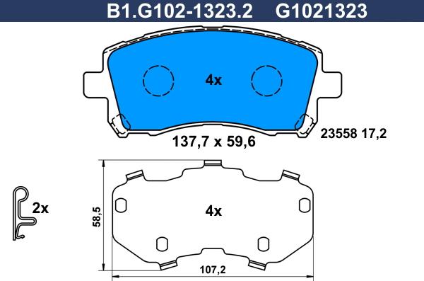 Galfer B1.G102-1323.2 - Brake Pad Set, disc brake www.autospares.lv